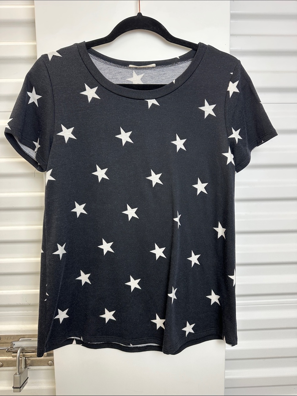 BOMBOM Black Star Print Short Sleeve Women's Top